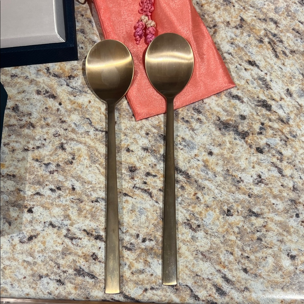 Authentic Korean Bronzeware Chopsticks and Spoons Hanyang Bang Ja Like new - Picture 2 of 7